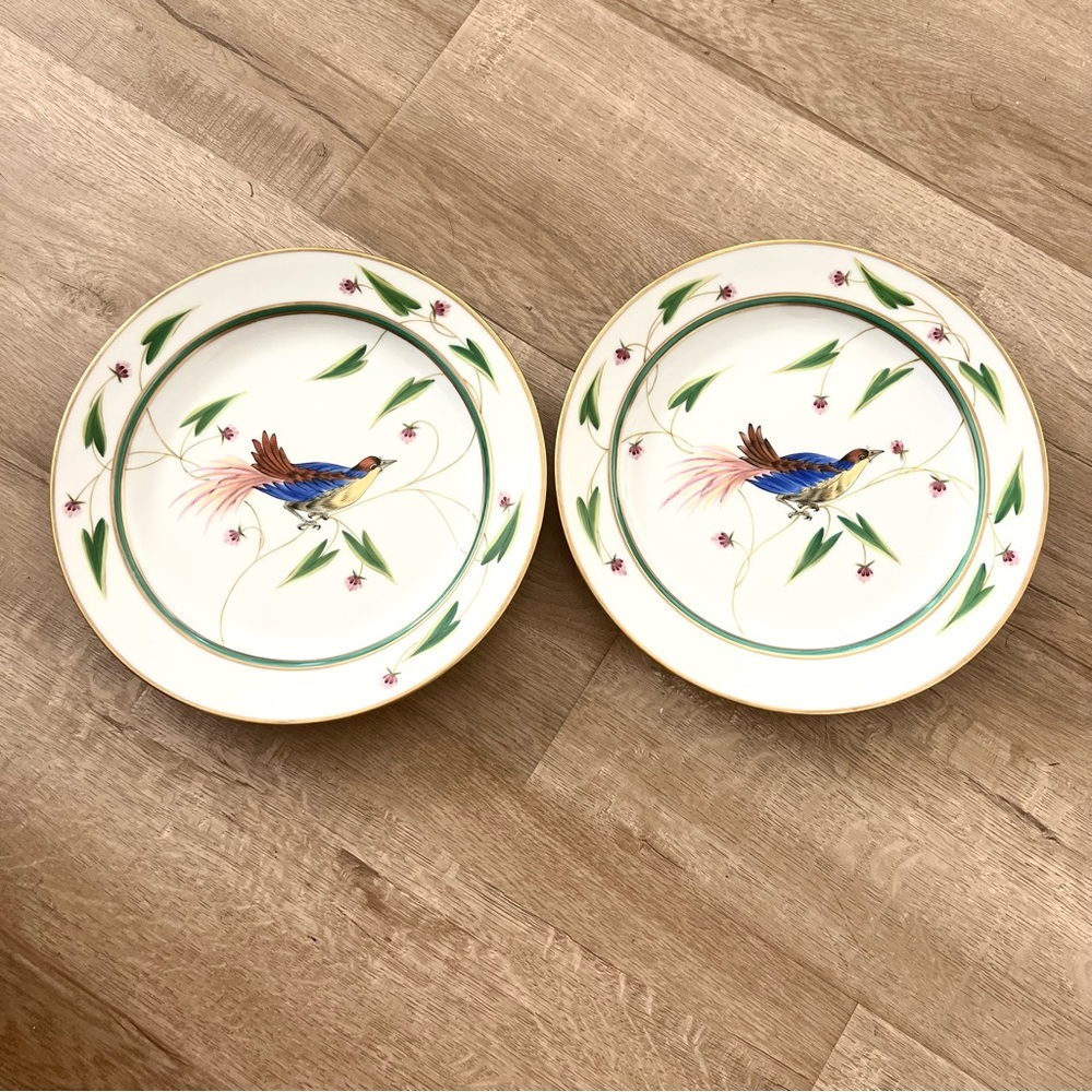 RARE 2 X Royal Danube Dinner‎ Plates Hand Painted Bird By Seres Erzsebet 9 3/4”